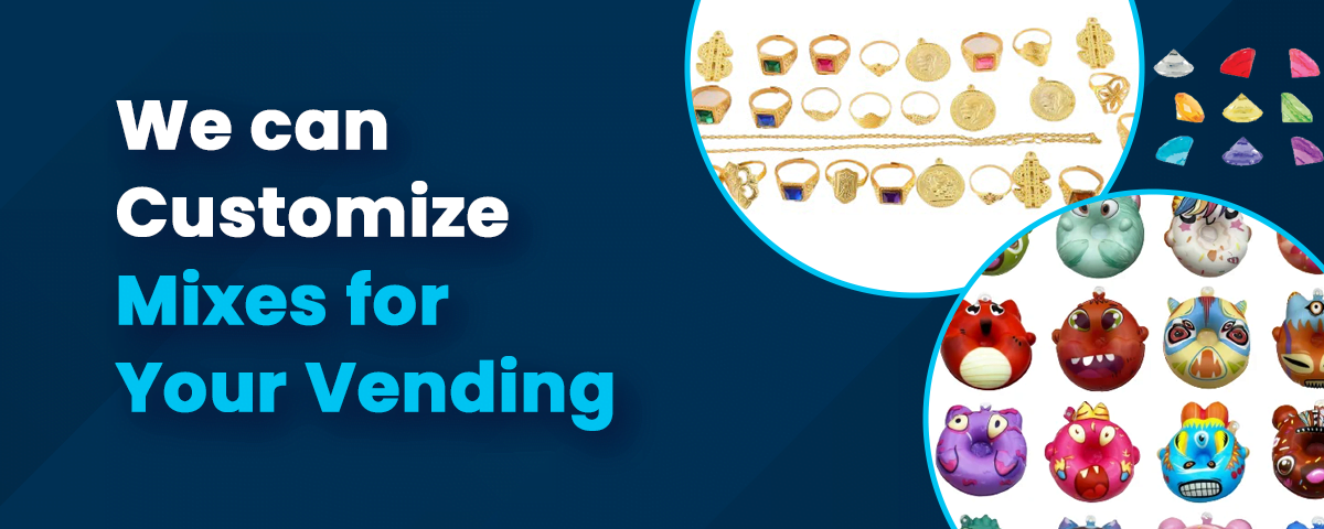 Vending & capsule toys display featuring a diverse collection of playful surprises by Global Toys.